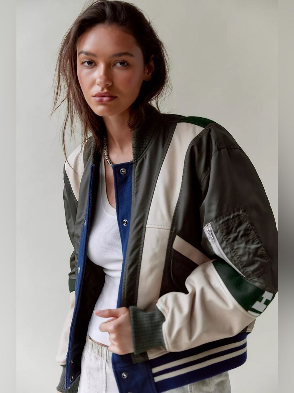 New Free People We The Free Triple Kick Novelty Bomber Jacket Size S - Picture 3 of 10